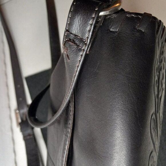 Vintage Cafe by Marlo Embossed Black Crossbody bag Cottagecore Granny Chic - Picture 12 of 14